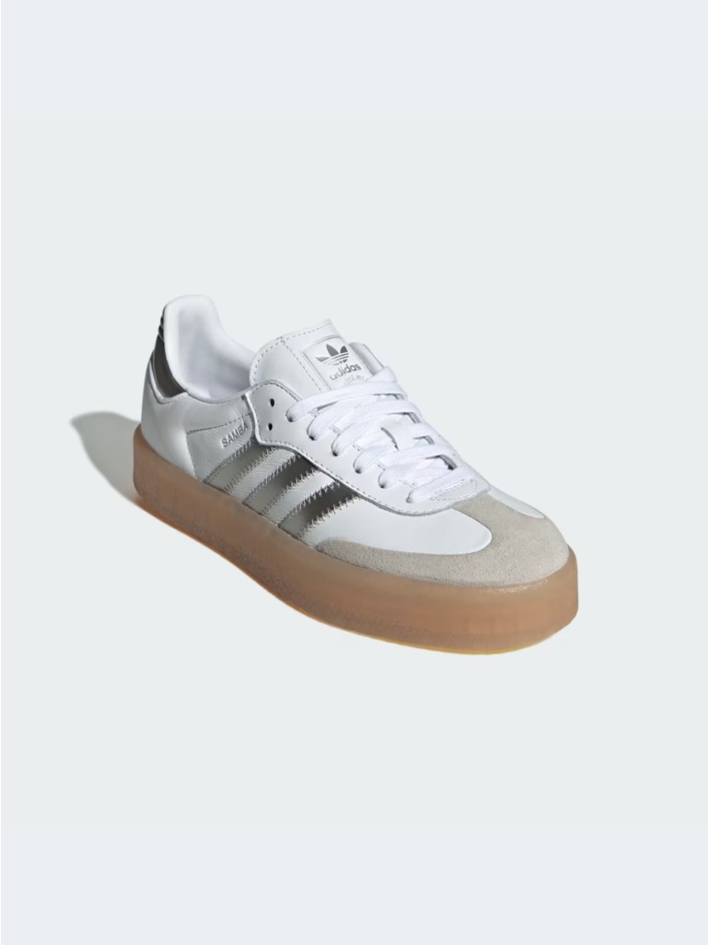Adidas Sambae Platform Sneaker Cloud White / Silver / Gum Size 7